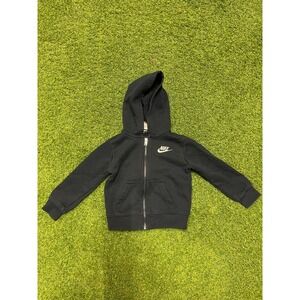 Vintage Nike Jacket Baby 2T (1-2 Years) Black Hood Club Fleece Lined‎ Full Zip